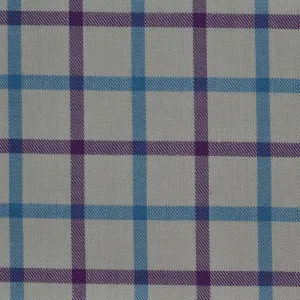 White with Blue & Purple Check Cotton Shirting